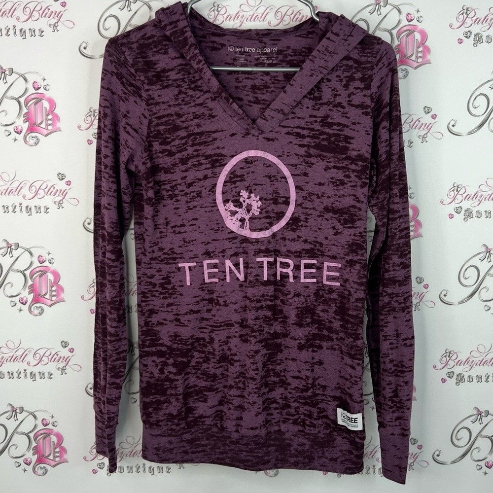 Tentree sweater pull over hoodie lightweight Women's Maroon Hooded Sweatshirt